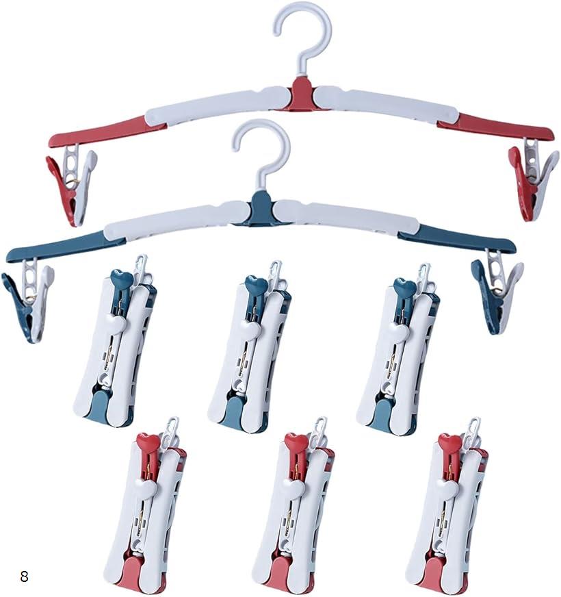 【楽天ランキング1位入賞】折りたたみハンガー 旅行 出張 キャンプ アウトドア 携帯ハンガー 洗濯物干し 軽量 コンパクト 持ち運びに便利なポーチ付き 8個セッ...