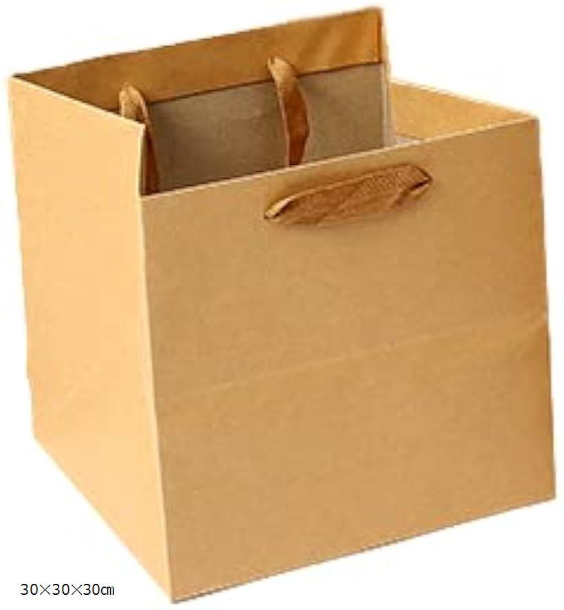 【楽天ランキング1位入賞】クラフト 紙袋 正方形 幅広 手提げ マチ広 ギフト バッグ ケーキ ラッピング プレゼント用 5枚セット 30x30x30cm (3...