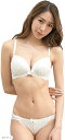 レディース ブラジャー ショーツ 勝負 下着 上下 セット ノンワイヤー 女性 レース Large(ホワイト, Large)