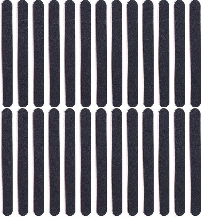 【楽天ランキング1位入賞】ネイルファイル エメリーボード 100G 180G 爪やすり 26本 セット (黒, 27個アソート)