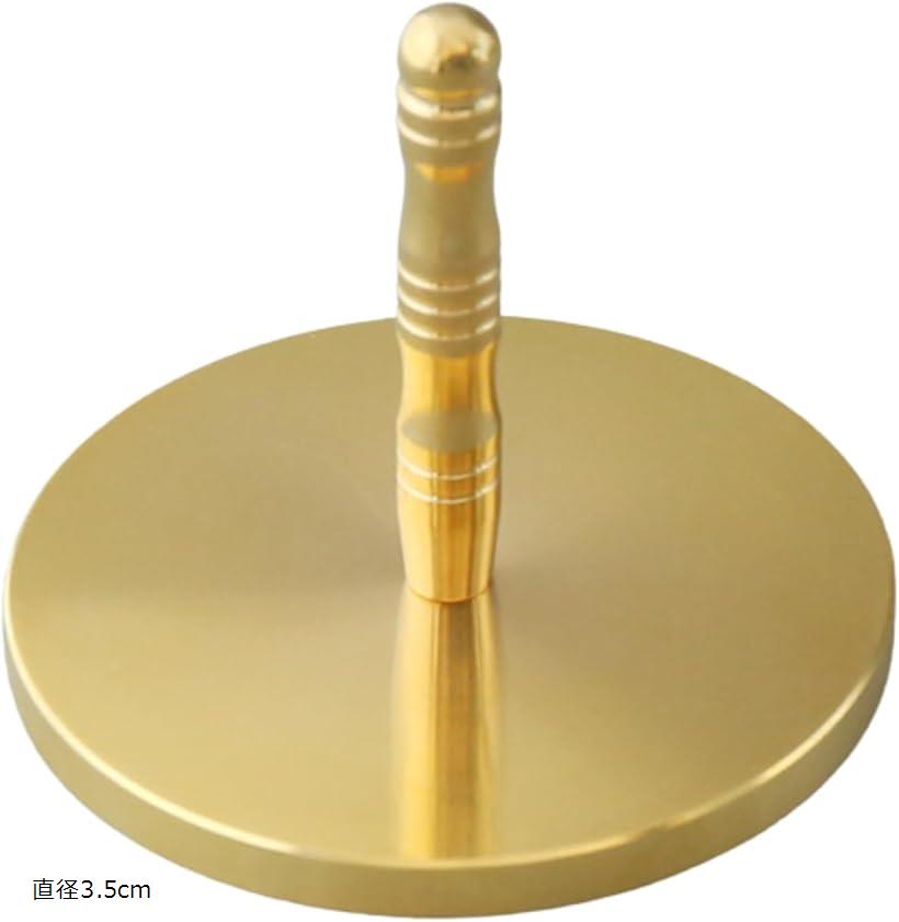 灰押え 香炉 灰ならし 灰受け 香道具 お香 線香 仏壇 仏具 丸型 (ゴールド, 直径3.5cm)