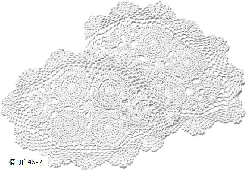 milkcat 手編みラウンドレース アフタヌーンティー レトロ ランチョンマット カフェカーテン ディスプレイ (楕円白45-2, Small)