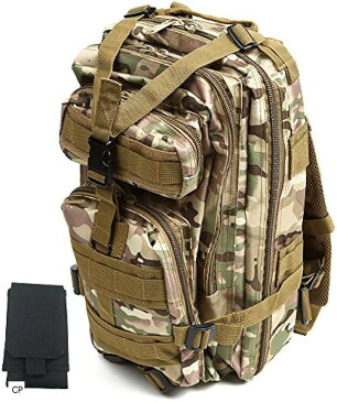 超軽量で持ち運びも容易 MOLLE 対応 外部スマホポーチ付き 迷彩 アサルト タクティクス リュック(CP)