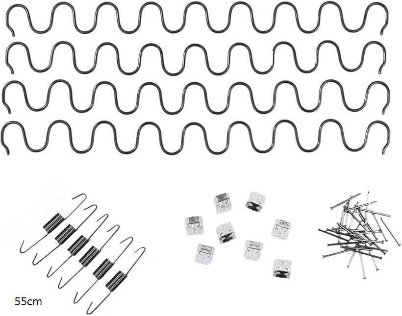 ソファー 張り替え セット Sバネ 4本 ／ 固定具 ネジ スプリング 補修 家具 修理 椅子 座面 張替(55cm)