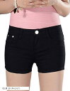 【楽天ランキング1位入賞】短パン ストレッチ ショート ホット パンツ ゆったり かわいい ボトム カジュアル デニム レディース 黒 ブラック M サイズ(0...