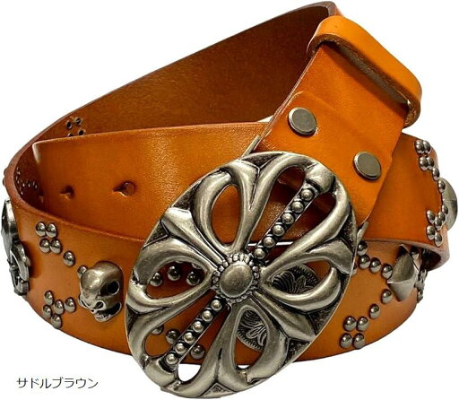 ラクエスト デカ ゴツ バックル メンズ 牛革 レザー ベルト スタッズ ユリ 紋章 アイリス レリーフ(サドルブラウン) ラクエスト デカ ゴツ バックル メンズ 牛革 レザー ベルト スタッズ ユリ 紋章 アイリス レリーフ(サドルブラウン)