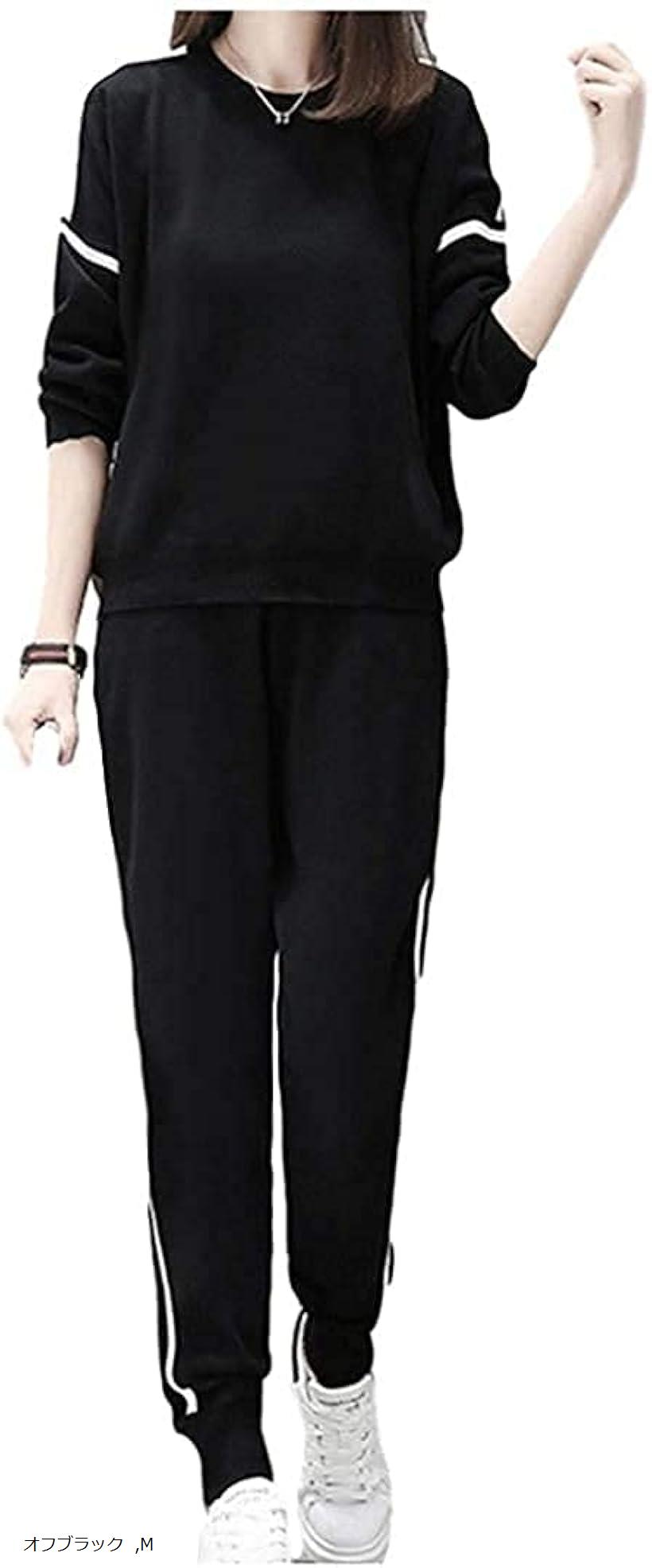 エンプティオ 上下セット スエット トレーナー レディース(オフブラック, M)