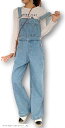 カナエルンデニム オーバーオール レディース オールインワン サロペット ジーンズ ゆったり ワイドパンツ 韓流 ポケット付き カジュアル 体型カバー 大きいサイズ カーブ 大きめ 着やせ 作業着 (ライトブルー(ストレート), XL)