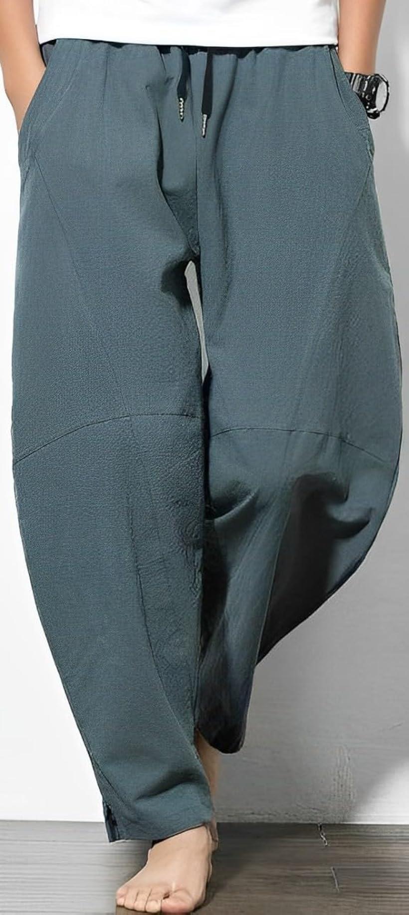 アスペルシオ エスニック タイパンツ リラックス アジアン サルエルパンツ ポケット付き ズボン メンズ オシャレ ボトムス 快適 サラサラ ストリート 通学 ロングパンツ トレーニング スウェットパンツ キレイめ (スレートグレイ, L)