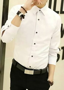 メンズ シャツ 長袖 カジュアル ワイシャツ 大きいサイズ 無地 ビジネス スリム(ホワイト, 6XL)