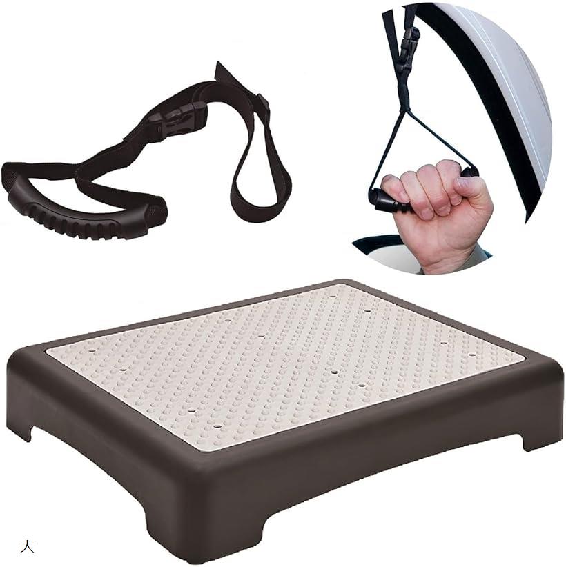 踏み台 低踏み台 車用 吊り下げ 手すり付き 玄関 段差 乗降台 高齢者 子供(ブラック, 大)