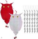 鳥よけ 鳩よけ 吊り下げ式 フクロウ 反射板 キラキラ 鳥よけ棒 鳥よけグッズ 2個セット(シルバー)
