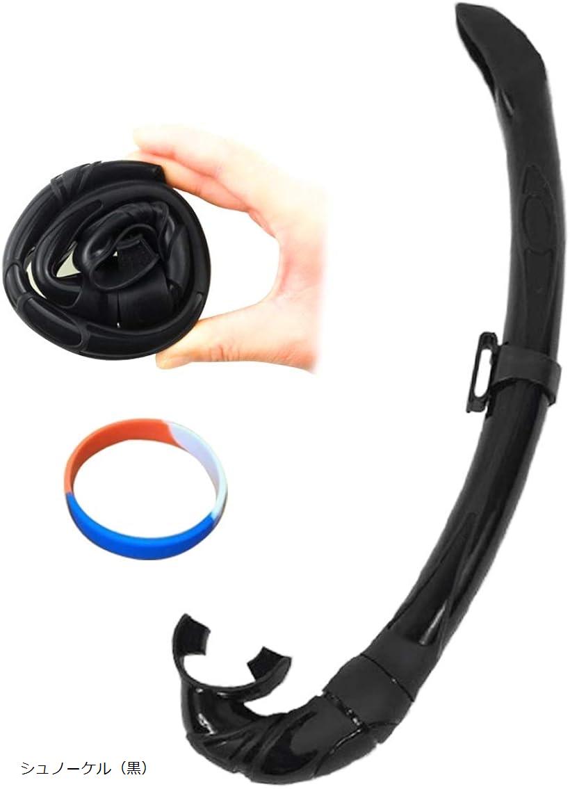 シュノーケル マスクに収納できる スノーケル スキューバダイビング にも 利用可能 (シュノーケル（黒..