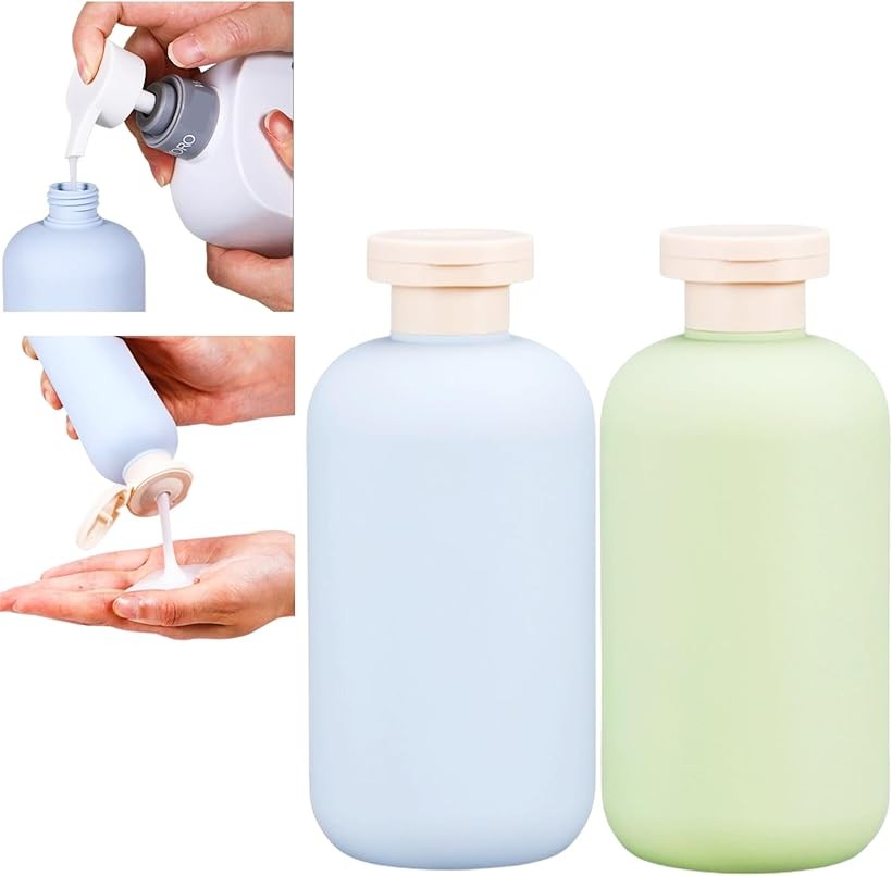 トラベル ボトル シャンプーボトル セット 詰め替え容器 携帯用 旅行 ジム用 バックパッカー パステルカラー (ブルー+グリーン, 300mlx2本(ブルー1...