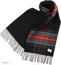 エレンシア カシミヤブレンド リバーシブル マフラー レディース メンズ UVカット98%以上 チェック 30x186cm 160g 全13色(ブラック)