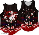 プリント タンクトップ メンズ(花と狐面, XL)