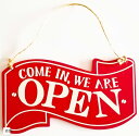 OPEN CLOSED 看板 オープンクローズ看板 木製 開店 閉店 ウッド インテリア 店舗 営業中 サイン プレート( 赤色)