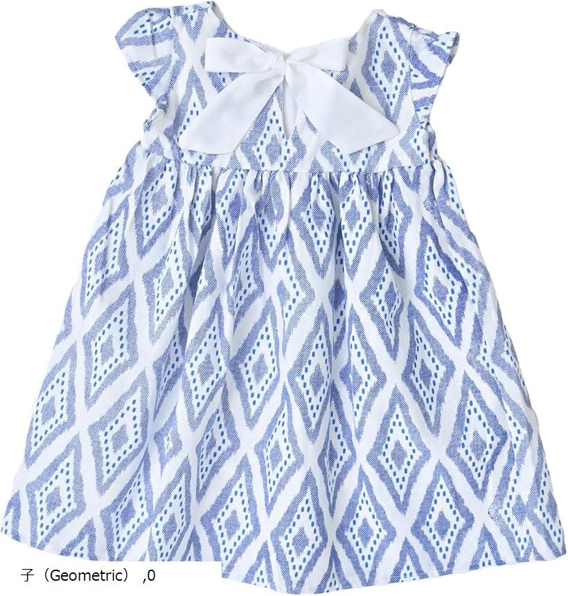 親子 お揃い ペア ワンピース ドレス リンクコーデ ガールズ ベビー 可愛い おしゃれ ジオメトリック(子（Geometric）, 0)