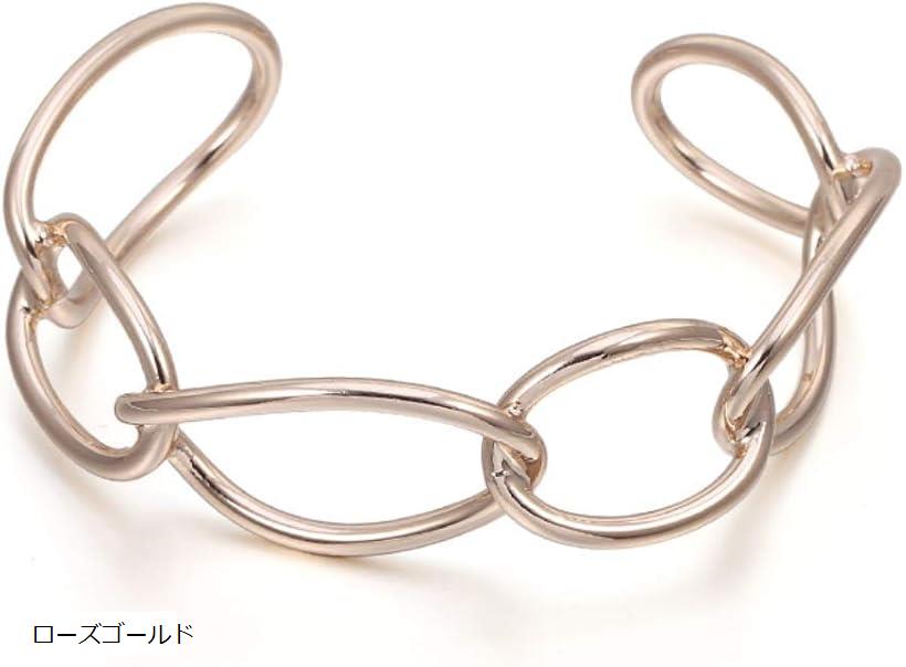 バングル ブレスレット チェーンカフ レディース ローズゴールド (ローズゴールド, ワンサイズ)