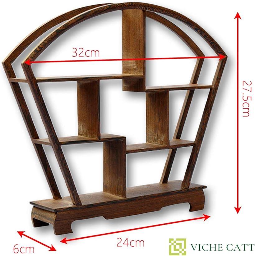 中国 茶器 香炉 盆栽 花瓶 台 棚 花台 木製 和風 モダン アンティーク ディスプレイ ウッド ラック 家具 オブジェ(扇型)