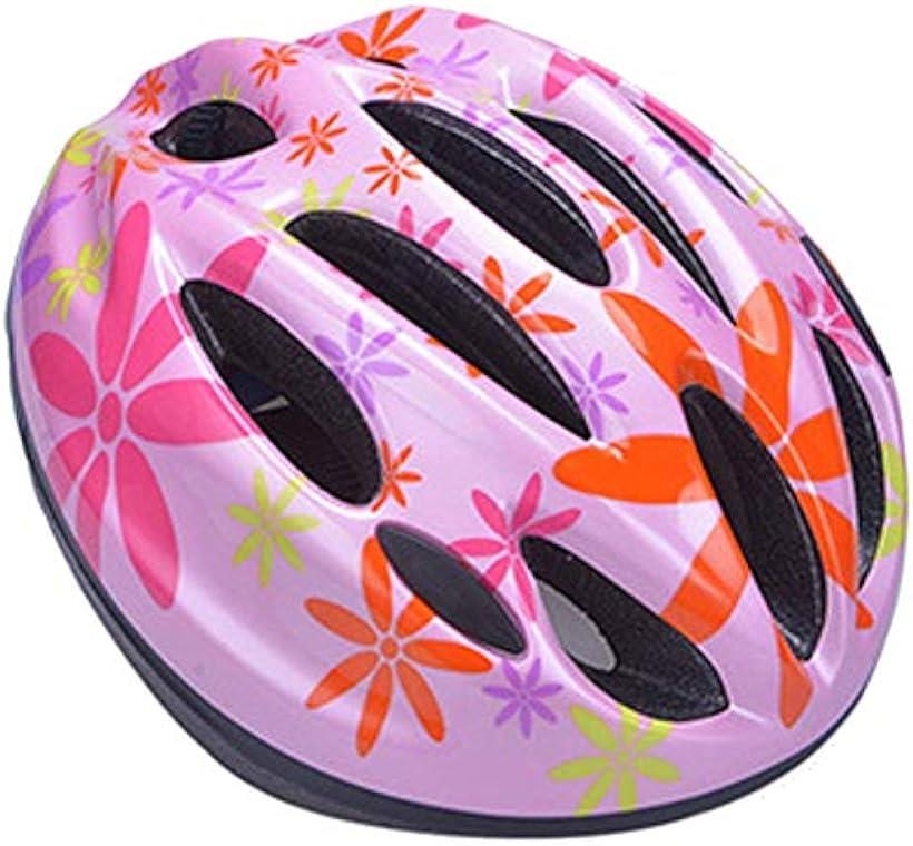 YRINA 子供用 ヘルメット 自転車 キッズ 軽量 サイズ調整可能 男の子 女の子 サイクリング 15.レッドの花単品 Mサイズ 