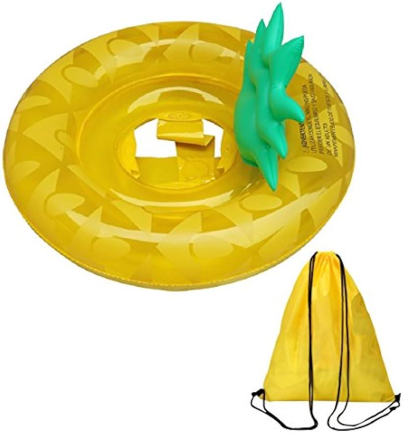 浮き輪 子供用 パイナップル型 足入れ 水遊び パインフロート キッズ ベビー用 海水浴 プール 収納袋付き