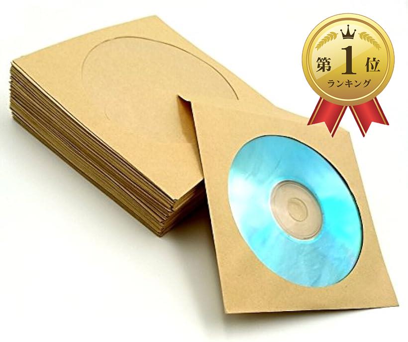 (TUISKU) CD ケース DVD 紙 製 クラフト紙 300枚 入 茶色 収納 整理 プレゼント に (クラフト紙)