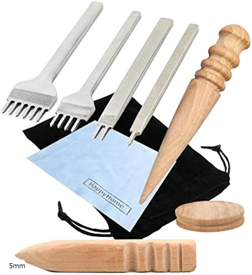 レザークラフト 工具 菱目打ち ピッチ コバ磨き ヘリ磨きセット HH-RC0010(5mm)