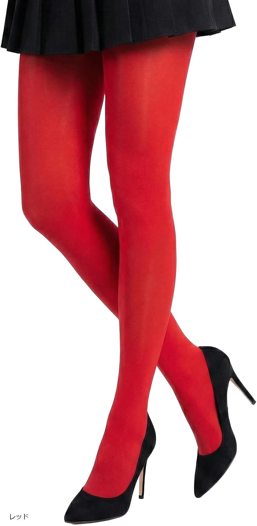 カラータイツ 100デニール カラーストッキング レディース 大きいサイズ コスプレ 厚手 (レッド, Free Size)