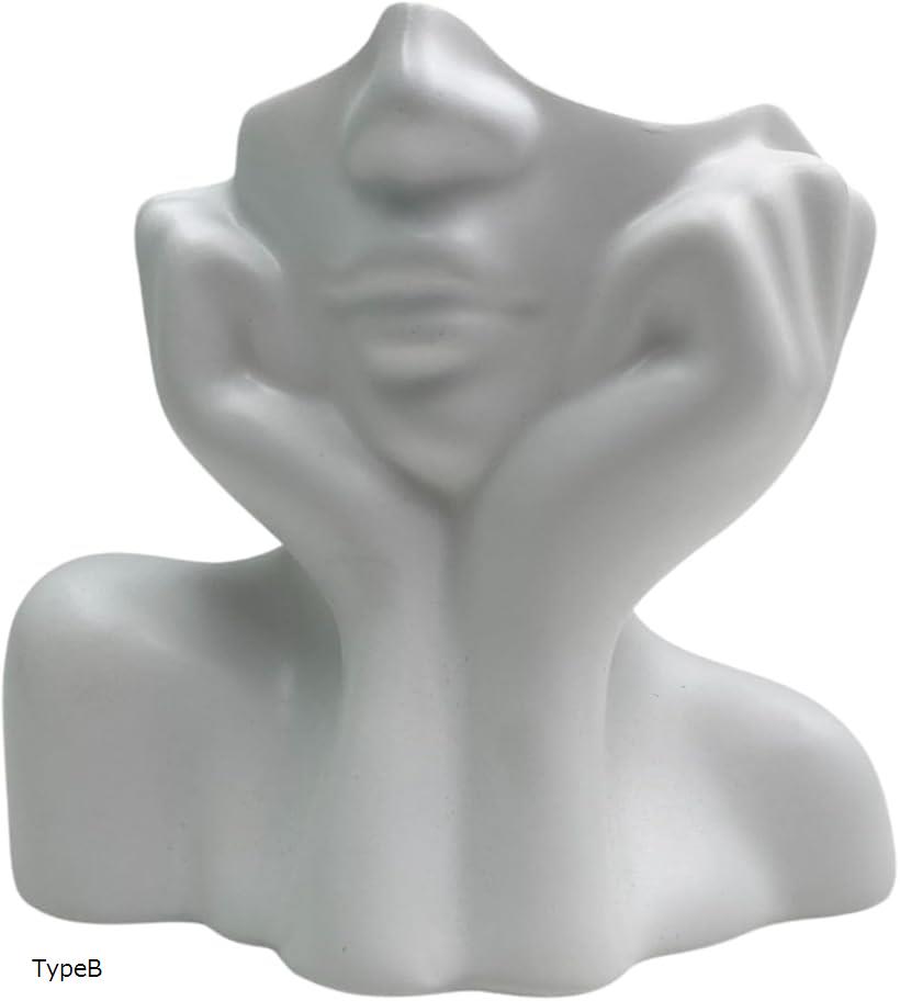 花瓶 陶器 ホワイト フラワーベース アンティーク モダン インテリア 雑貨 オブジェ シルエット 置物 白 TypeB (TypeB)
