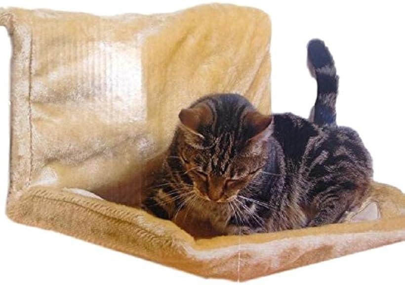 ハンモック ペット 猫 ねこ ネコ お昼寝 ベッド マット 手すりや椅子にワイヤーフックで引っかけるタイプです ベージュ 