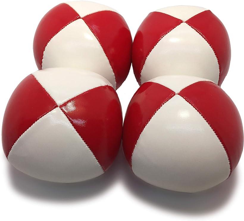 ジャグリング用 ボール 赤白 レッド＆ホワイト4個セット 直径 約5.7cm 約90gE592( 約90g（88.5～91.5g）レギュラーサイズ)