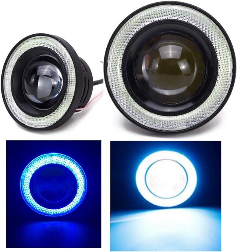 Kstyle LED フォグランプ 汎用 イカリング付き ライトブルー 30w 高性能 COB 防水 左右 2個セット(3.0インチ-76mm)