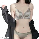 盛り ブラ ショーツ 上下 2点 セット フロントホック レース ブラジャー 下着(ブロンズ, XL)(4)