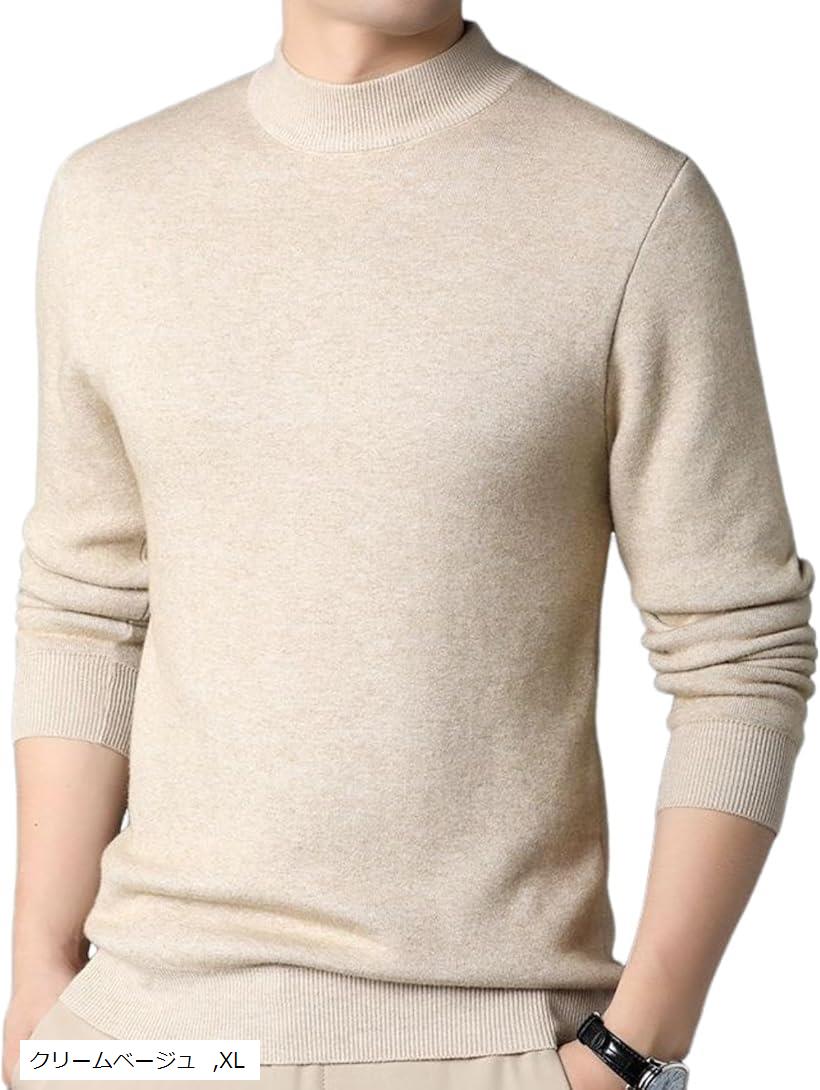 アスペルシオ お洒落 モックネック スリムセーター ビジネスカジュアル ベーシック プルオーバー メンズ あたたかい 長袖 トップス ハーフタートルネック 防寒...