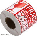FRAGILE 壊れ物注意ステッカー 取扱注意 ラベルシール 割れ物対応 英字&イラスト付き選べる2サイズ梱包用ラベル 300枚入り(70mmx130mm)