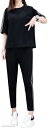 エンプティオ 上下 スエットセット セットアップ レディース(ブラック/ブラック, XL)