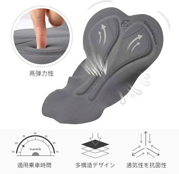 メンズ サイクルパンツ サイクルタイツ 4Dパッド付き ロードバイク ロング レーサーパンツ 春夏用(ブラック, XXL)