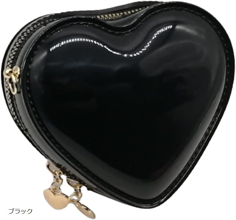 ハート ショルダーバッグ レディース ポシェット ポーチ ハート型 斜めがけ 2WAY ブラック (ブラック)のサムネイル