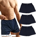 ニット トランクス パンツ メンズ 下着 前開きボタン付き 3枚組 XXL(ネイビー, 2XL Regular)