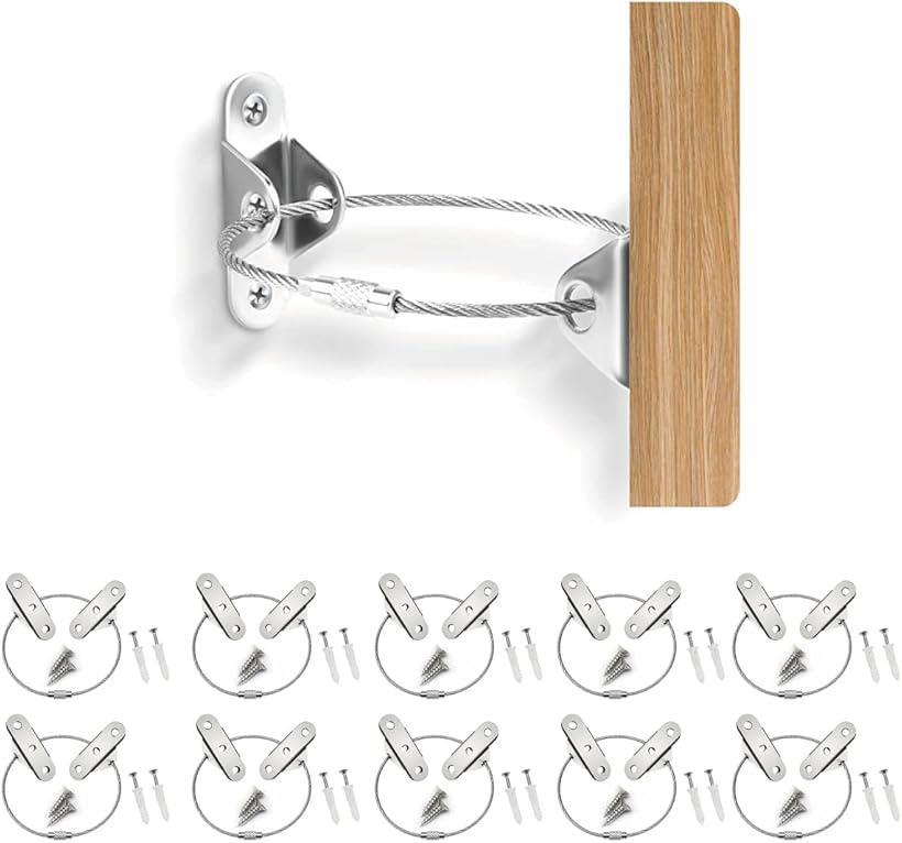 【楽天ランキング1位入賞】地震対策 家具 転倒防止 落下防止 耐震固定ワイヤー 耐荷重約60kg 10セット入り