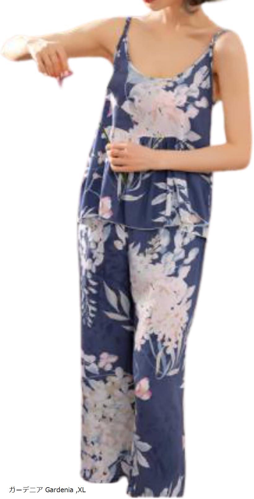 クローブキューブパジャマ ボタニカル柄 レディース ルームウェア キャミソール 付き 3点セット (ガー..