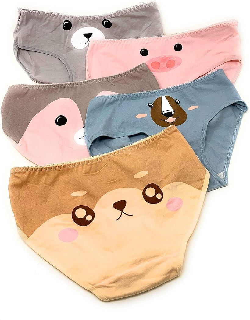 大きいサイズ リアルJSシリーズ XL かわいい アニマル プリント ショーツ 5色セット (ピンク、水色、グ..