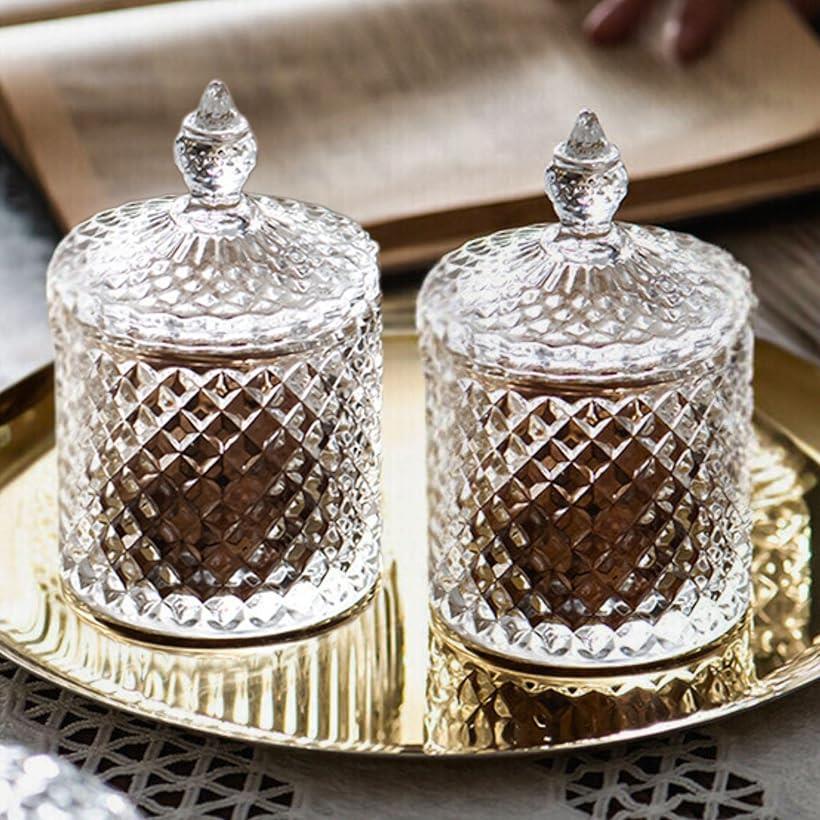 【楽天ランキング1位入賞】ガラス製 コットンケース 綿棒ケース 小物入れ 蓋付き 楊枝 ホテル 旅館 美容室 カフェ エステ TR1194 2個セット (2個,...