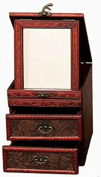 ジュエリーボックス コスメ メイクボックス 小物入れ 化粧品 ミラー 鏡付き 木製 アンティーク調 ケース 宝石箱 収納箱 アクセサリー ビンテージ AT37(Aタイプ)