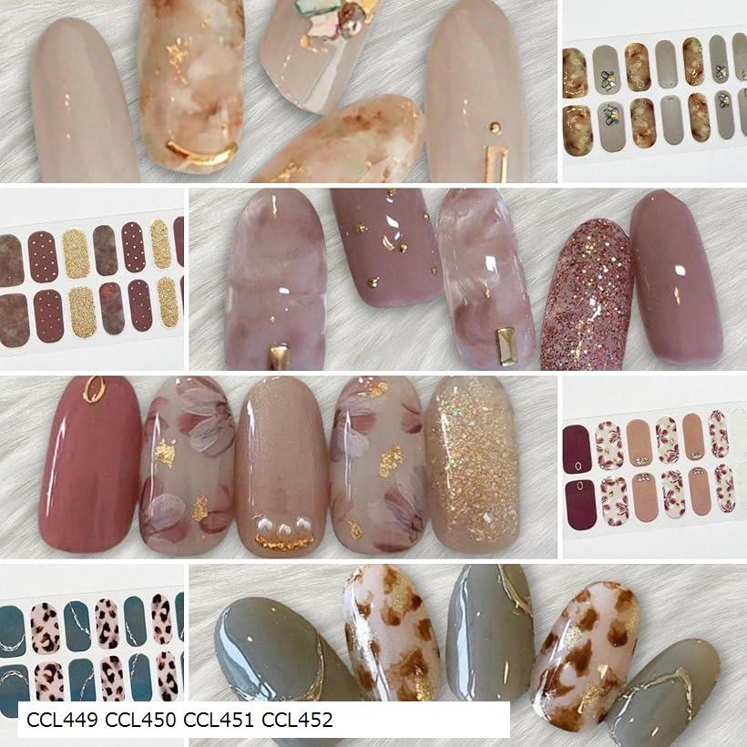 ネイルシール 秋冬B 貼るだけマニキュア 可愛い 花 透け感 箔 パール パーツ CCL449 CCL450 CCL451 CCL452(CCL449 CCL450 CCL451 CCL452)