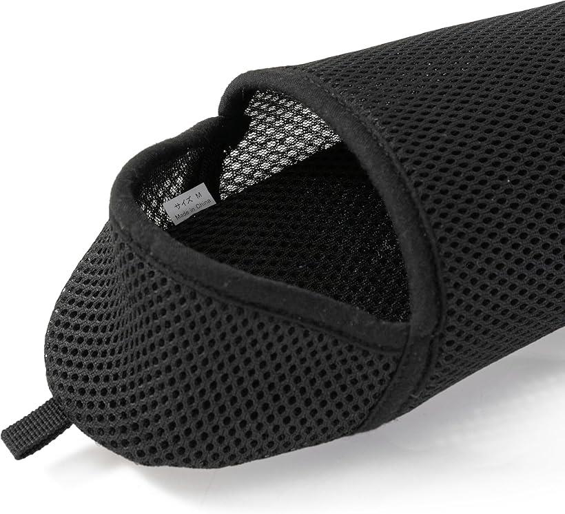 おうちフットカバー メッシュ編み 軽量 スリッパ 洗える 携帯ルームシューズ 春 夏用 室内履き ソックスカバー 25～27cm(ブラック, 25.0～27.0 cm)