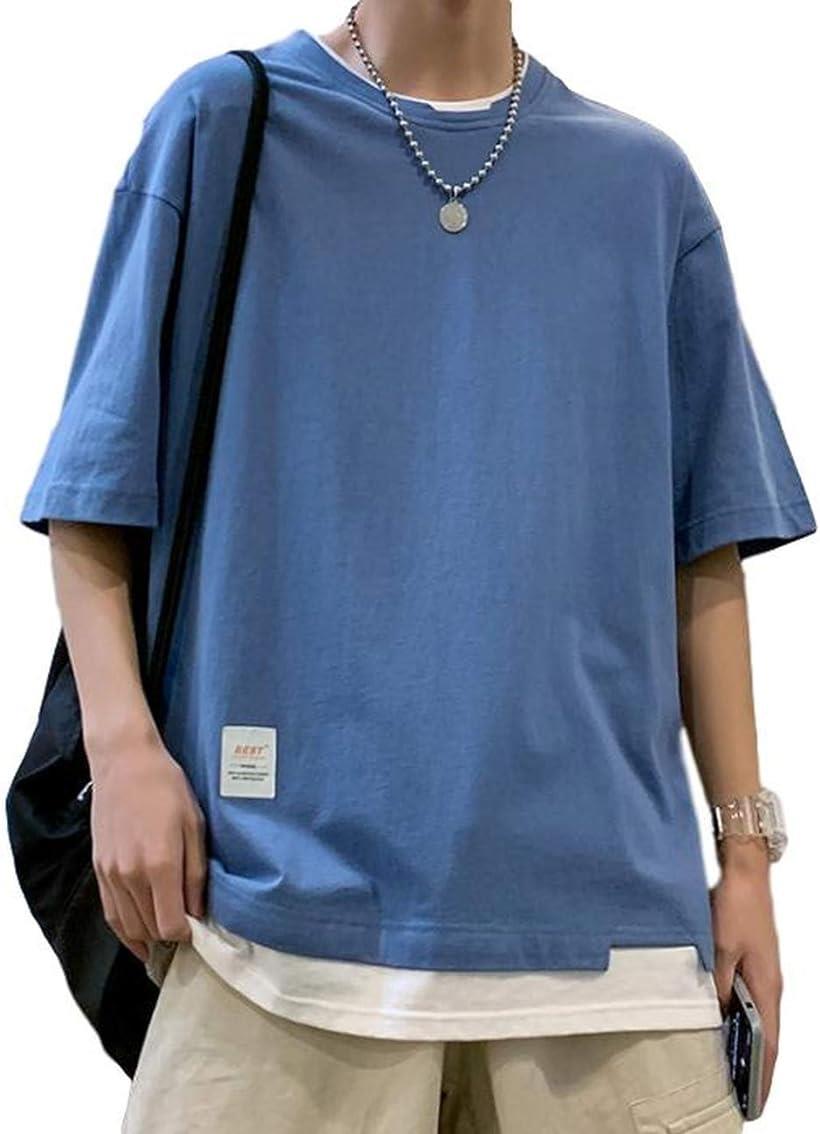 BEN071 BLM Tシャツ メンズ 無地 半袖 丸首 カットソー オシャレ カジュアル 春 夏 秋 夏服 トップス 綿 おおきいサイズ きれいめ シンプル 丸襟 すっきり 通勤 通学 クルーネック おしゃれ かっこいい 白(ブルー, M)