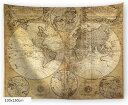 世界地図 タペストリー ポスター アンティーク 雑貨 大判 レトロ ビンテージ(ブラウン, 130x150cm)