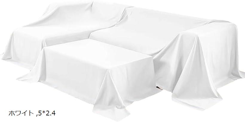 大判マルチカバー 埃よけカバー ベッドカバー ソファカバー 家具 ほこりよけ布 5x2.4(ホワイト, 5x2.4)